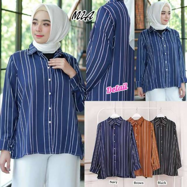 Tunik mia bahan maxmara kancing hidup murah