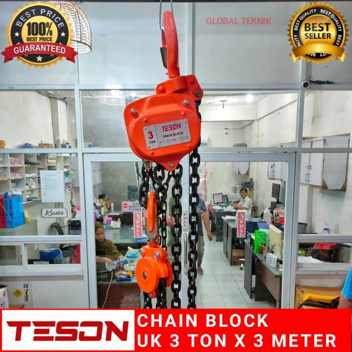 Takel manual 3 ton 3 meter Kerekan Katrol 3Tx3M Derek Hoist Lift chain