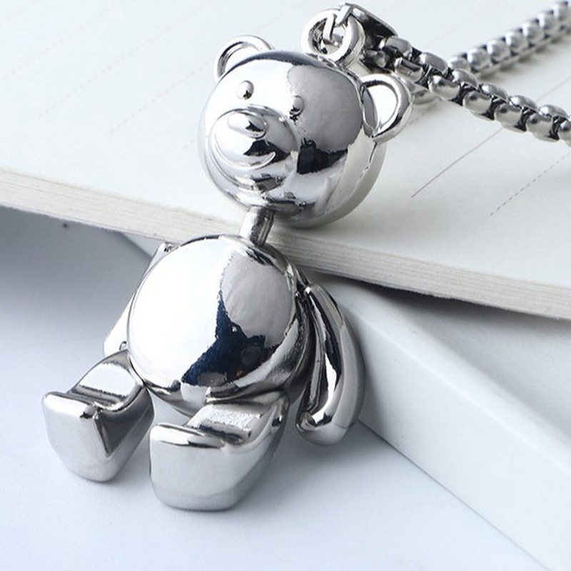 Trendy Hip Hop European and American Street Bear Pendant Soil Cool Jumping Di Accessories Necklace  210818