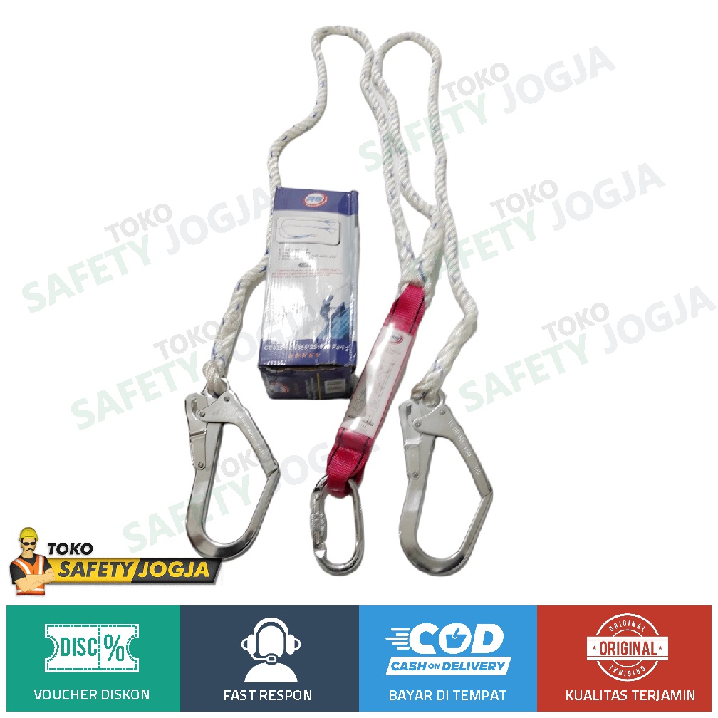 SAFETY LANYARD ABSORBER DOUBLE BIG HOOK