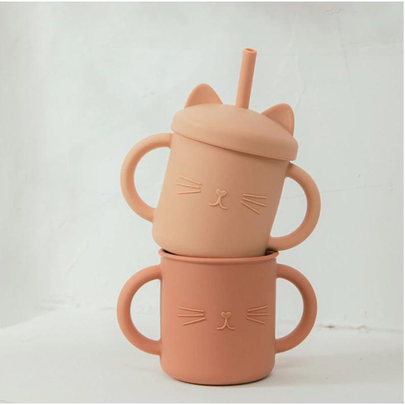 Crumbl Silicone Sippy Cup - Tiny Training Cat Baby Silikon - Botol Minum Anak Kecil Belajar Bayi Lucu Handle