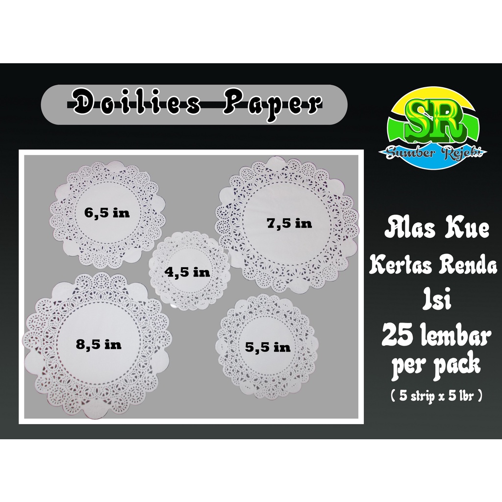 Doilies Paper / Kertas Doilies / Alas Kue / Kertas Renda repack isi 25 pcs