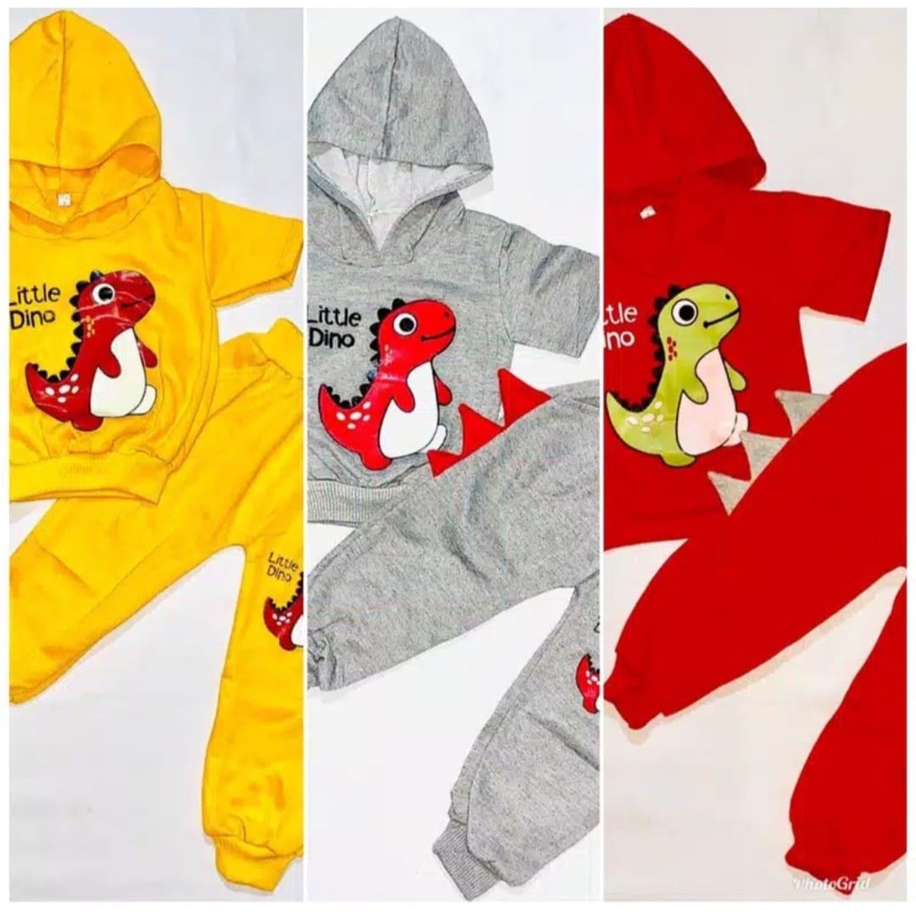 SETELAN SWEATER HOODIE DINO 1-5 TAHUN SETELAN ANAK LAKI LAKI SETELAN ANAK PEREMPUAN