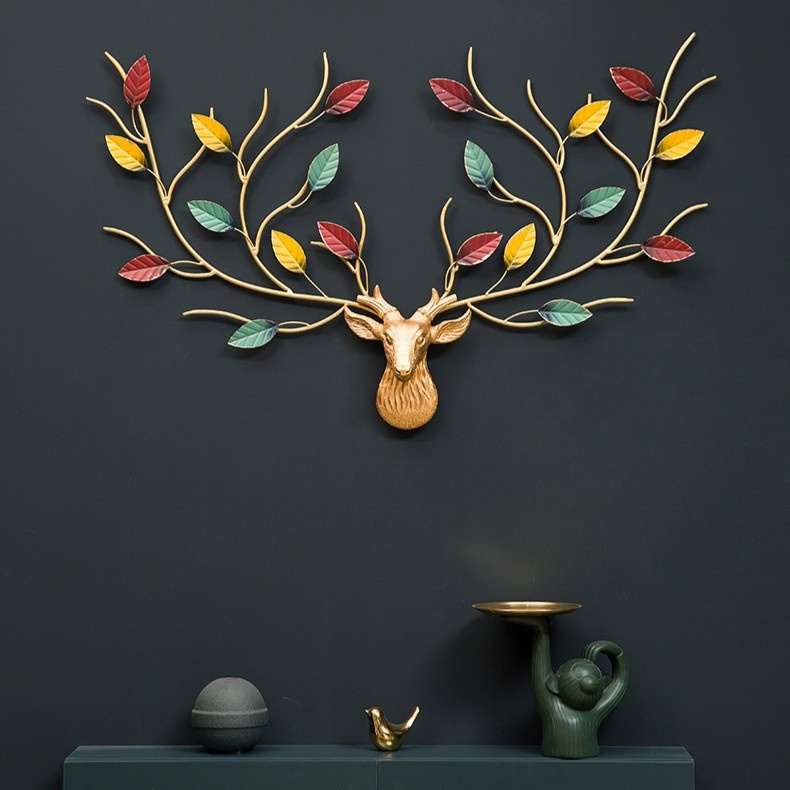 TBI Hiasan Dinding Kepala Rusa Tanduk Daun Home Wall Decor Deer Leafs Horn