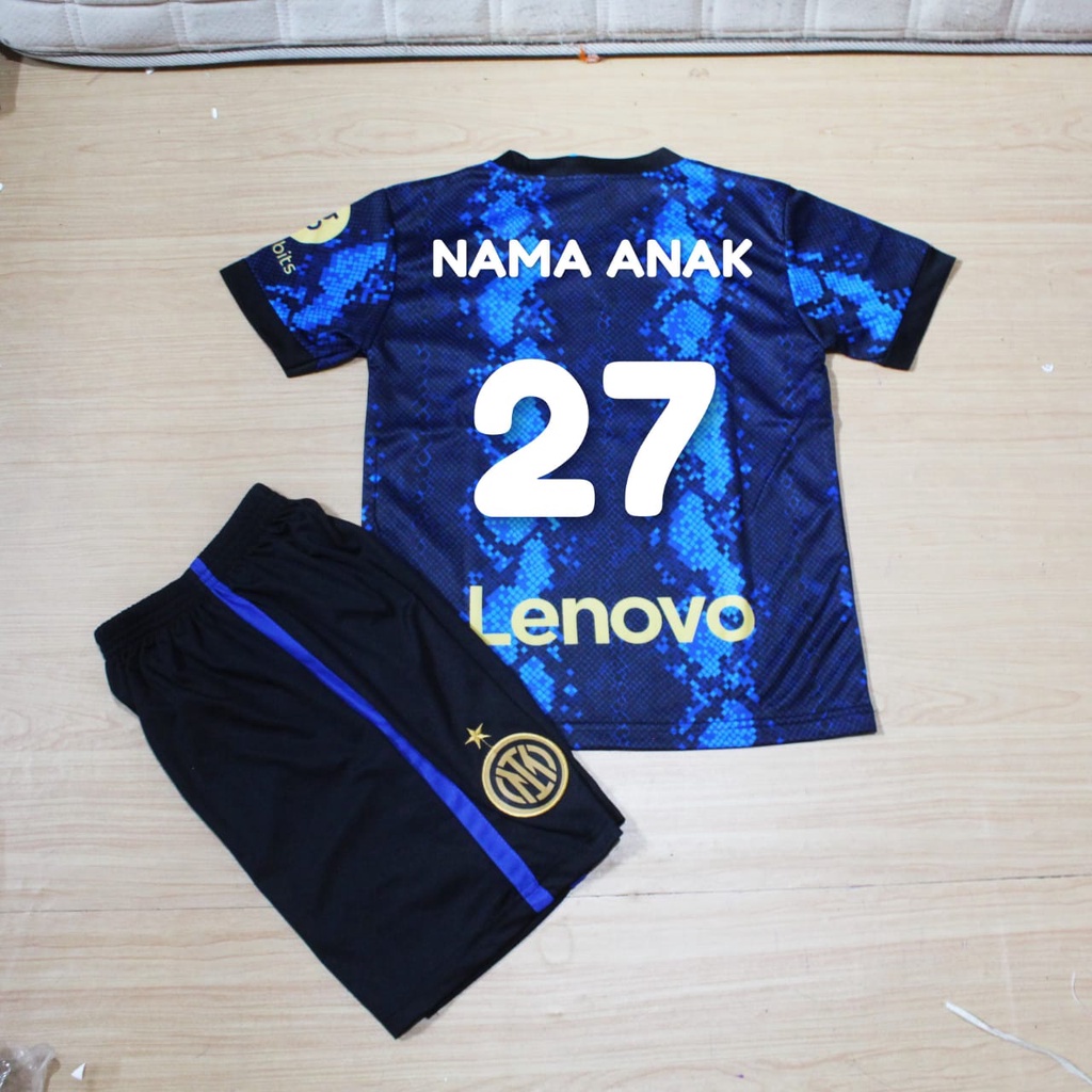 baju bola anak inter milani/jersey baju kaos celana bola intermilani full printing size 6-12thn