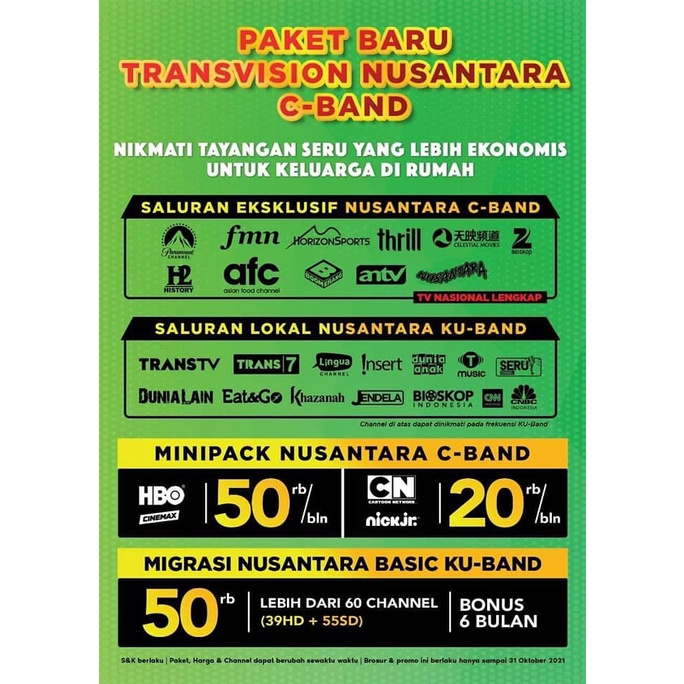 [PROMO] Migrasi TransVision Nusantara HD C Band ke Ku Band Murah