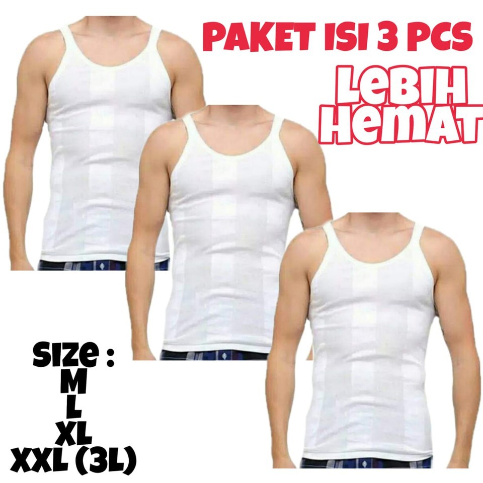 3 PCS KAOS SINGLET - BAJU SINGLET - SINGLET PRIA NUGROS