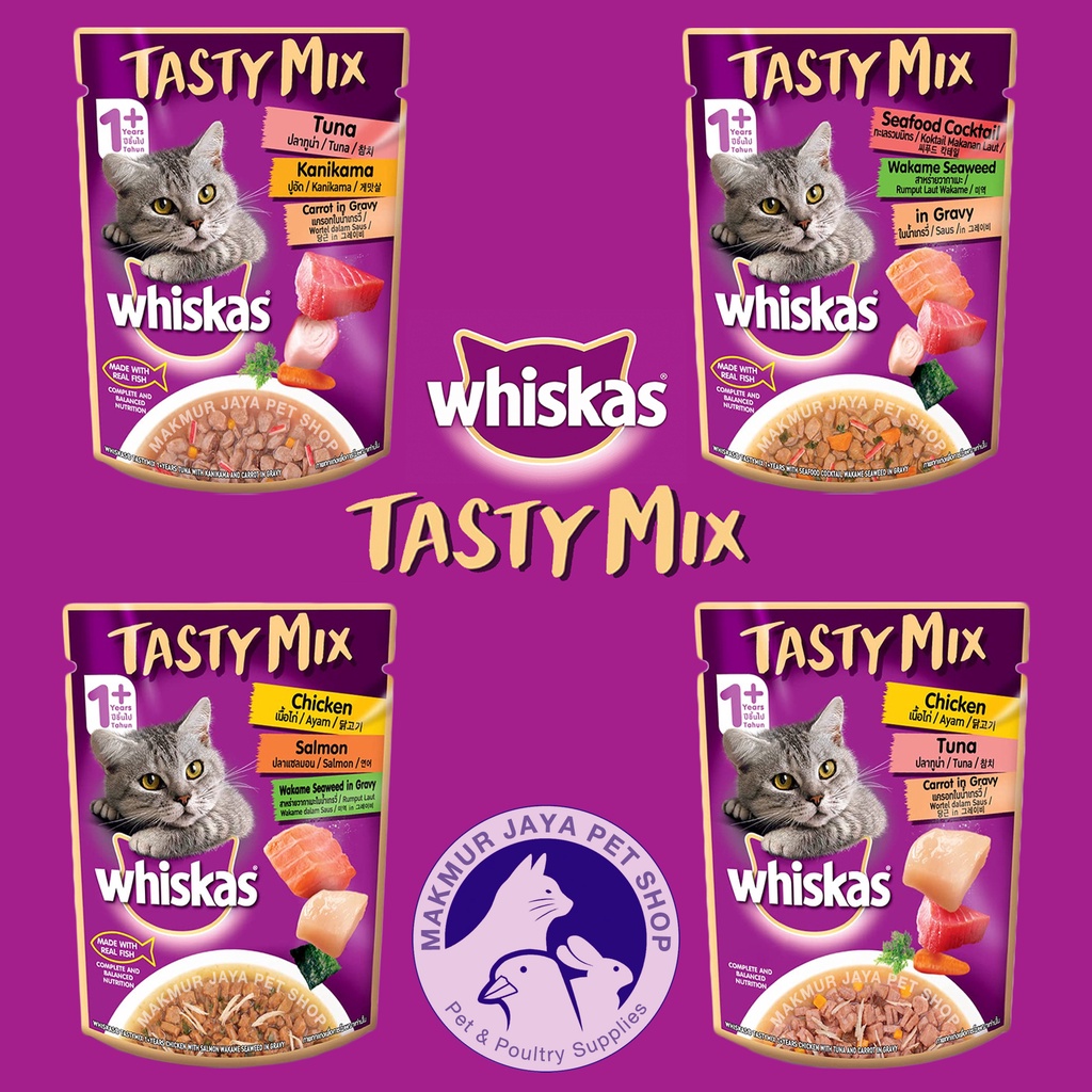 Whiskas TASTY MIX / Wet Cat Food / Makanan Kucing Basah 70gr