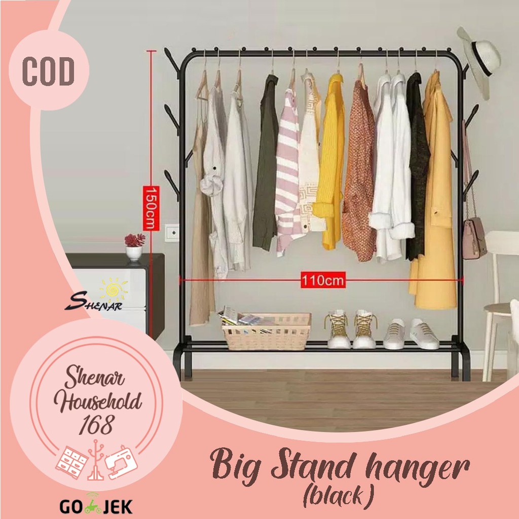 SHENAR ,  BIG HANGER/STAND HANGER /GANTUNGAN BAJU/RAK BAJU TERBUKA / BIG STAND HANGER BLACK