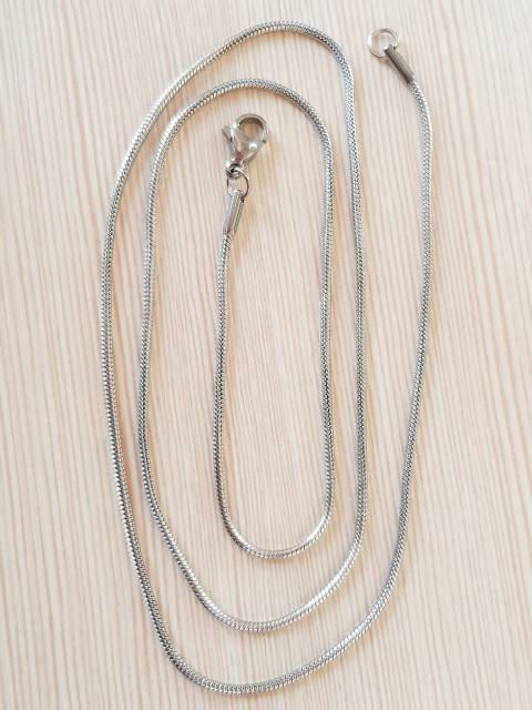 Kalung Titanium belut silver Bulat Antikarat Selamanya kalung titanium pria wanita 35cm 45cm 50cm 60cm 75cm