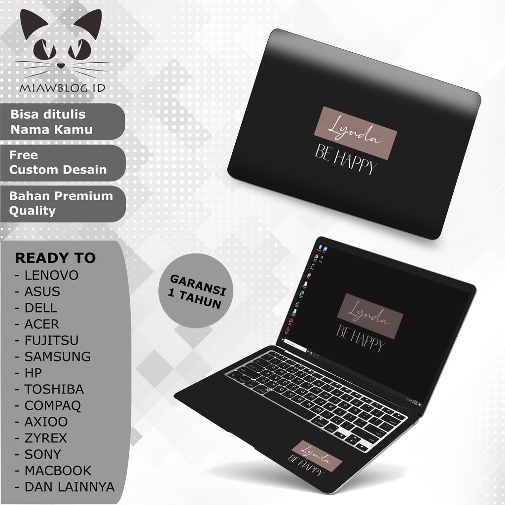 Garskin Laptop Full Body Simple Custom Nama Sendiri