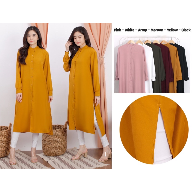 kemeja long tunik polos | long tunik polos terkini | long tunik termurah | real picture
