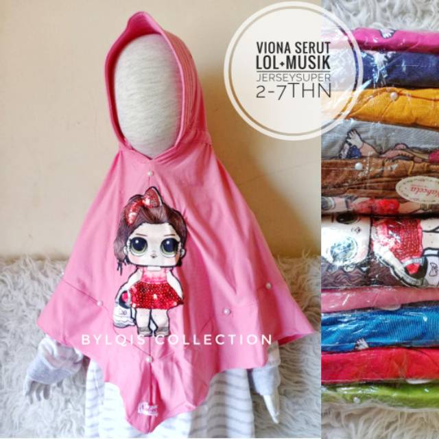 Grosir jilbab anak viona lol led musik
