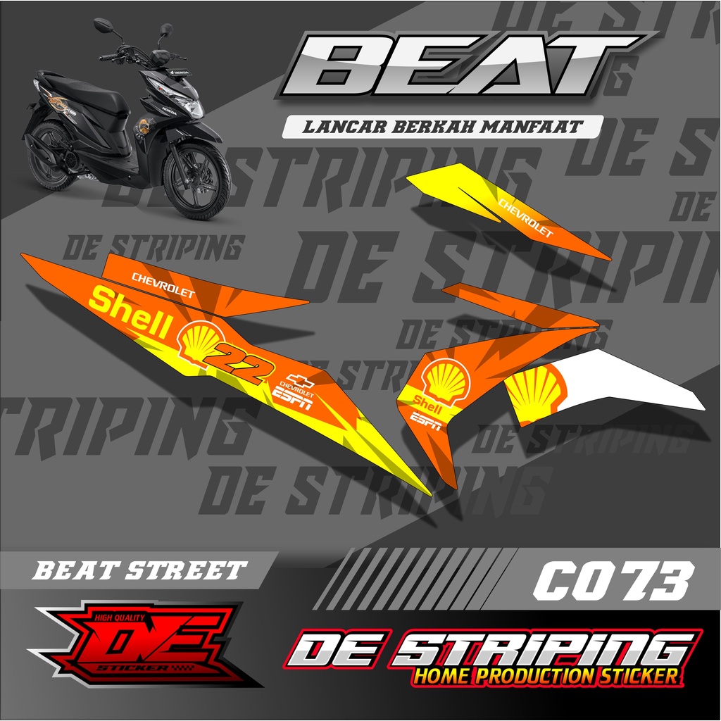 SHELL STRIPING VARIASI STIKER BEAT STREET (C073) STICKER MOTOR RACING SEMI FULL VARIASI STIKER KEREN