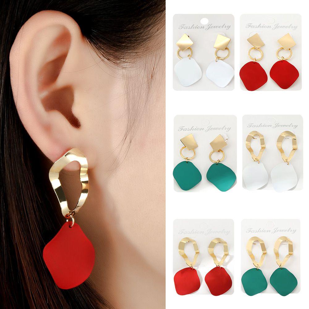 R-flower Drop Earrings Logam Wanita Elegan Anting Menjuntai