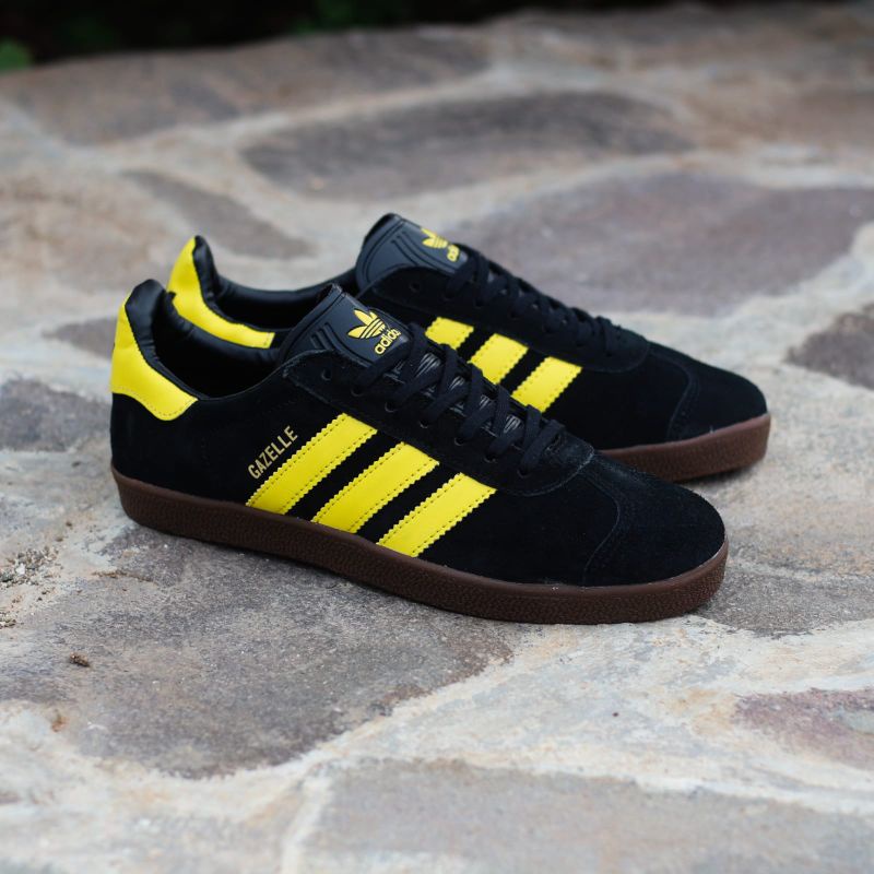 adidas gazelle black white gold