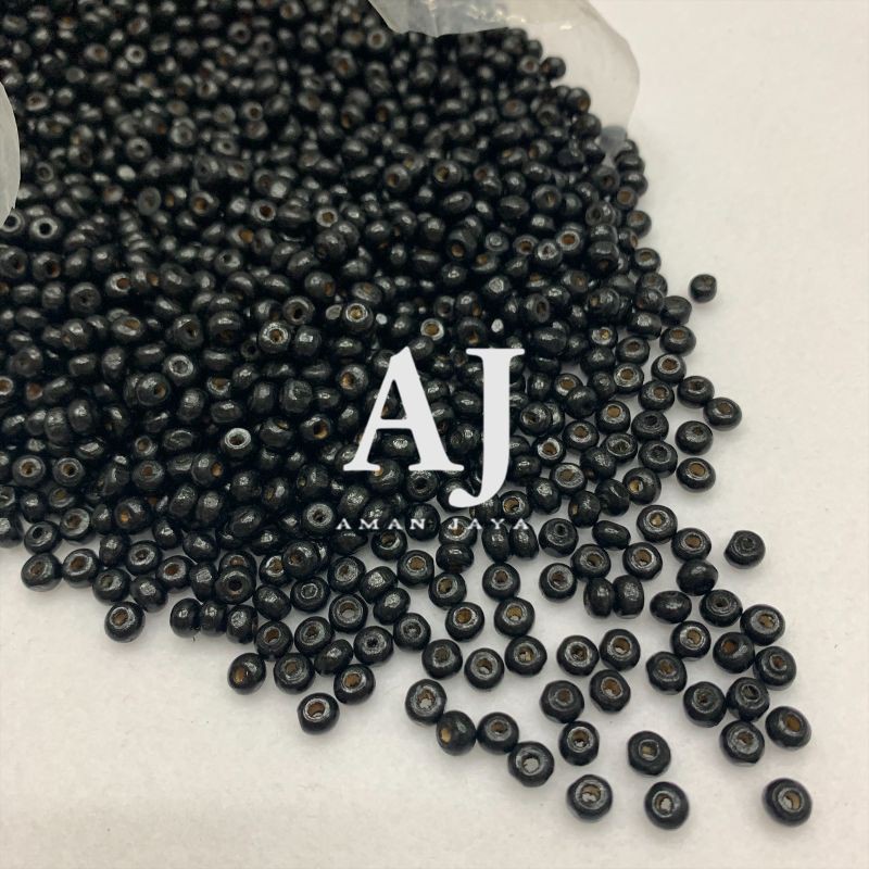 Mote Kayu 5mm / Manik Kayu Bulat 5 mm Hitam