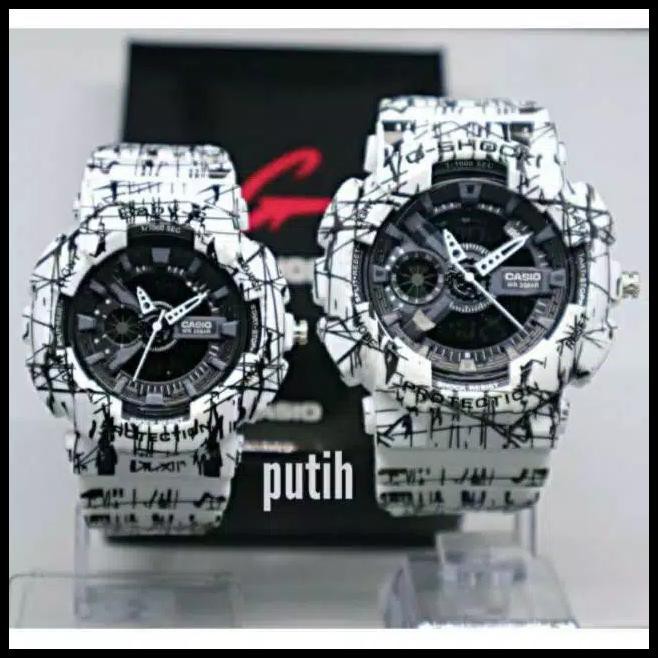 Best Sale Jam Tangan Couple Casio 1080 G/L G-Shock Ga 110 Tali Rubber - Putih Army, Wanita Baby-G