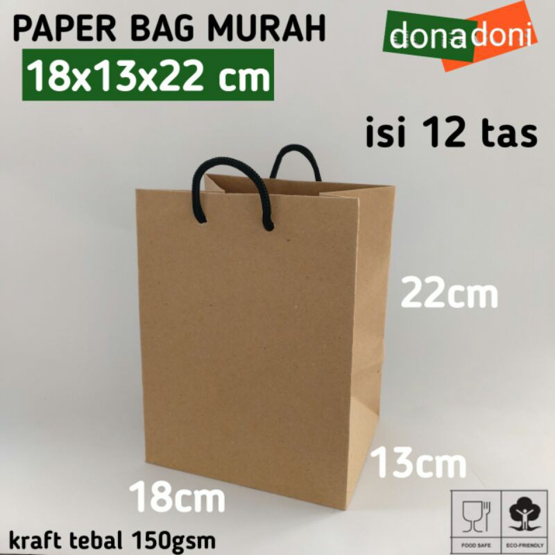 

isi 12 paperbag 18x13x22 kantong tas kertas polos souvenir paper bag coklat gift kado