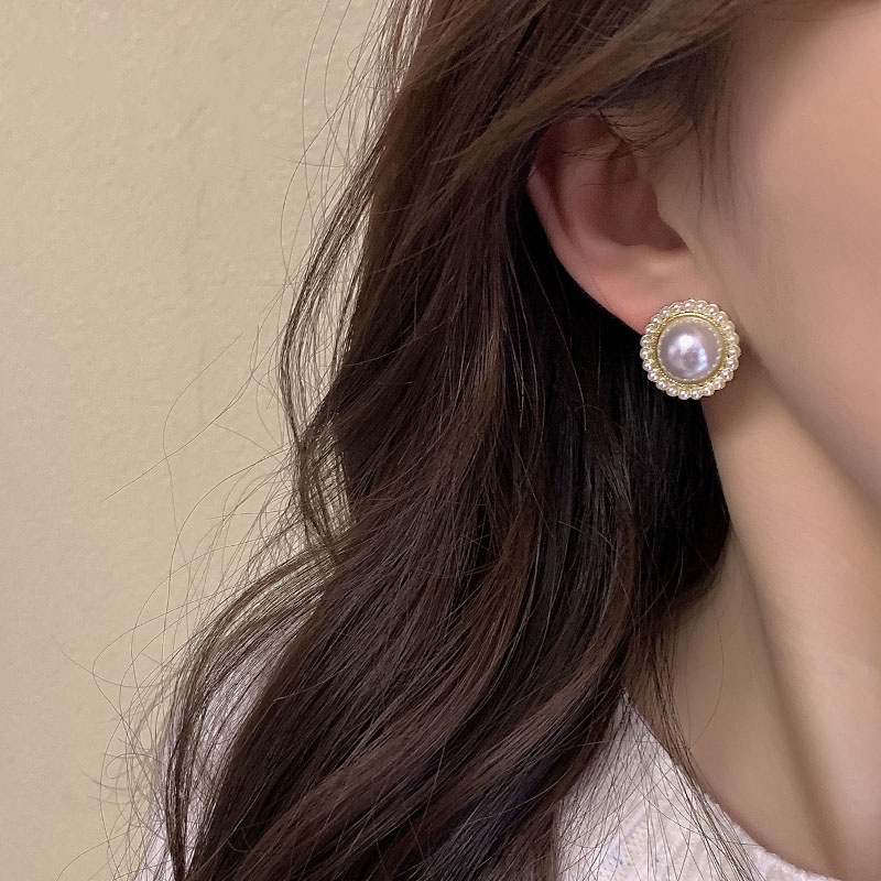 Anting Vintage Ladies2023Mutiara Korea Baru Berlian Imitasi Stud Earrings Fashion Perhiasan Indah