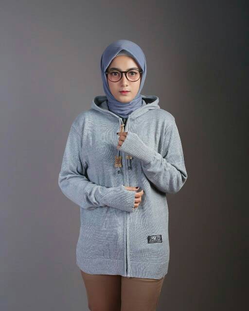 [Bayar Di Tempat] Jaket Sweater Rajut Hoodie Wanita Aril Roundhand Simple