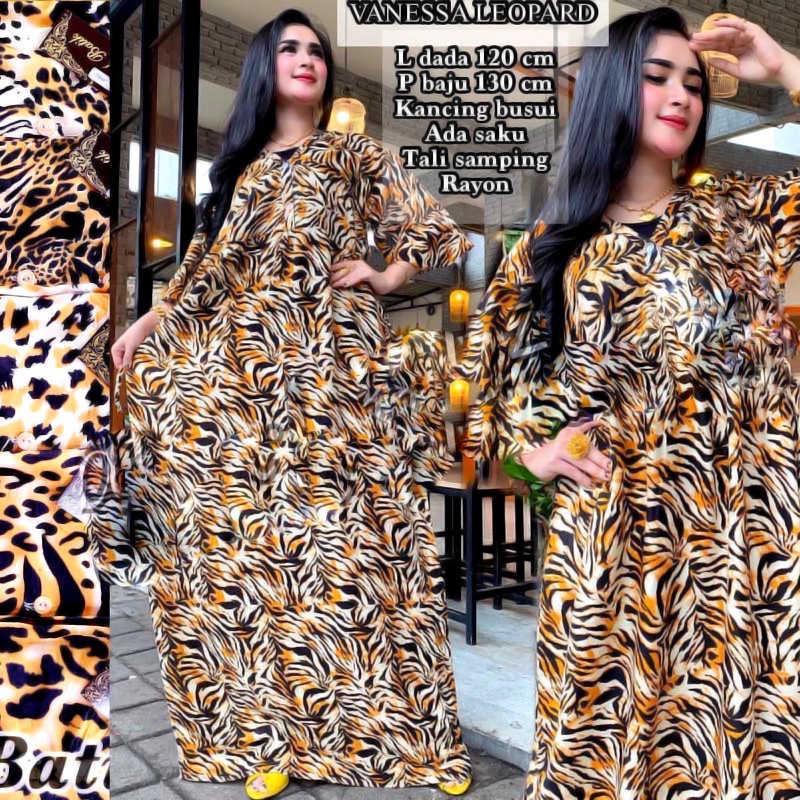 BATIK WANITA KEKINIAN DASTER DRESS RAYON VANESSA KIMONO DIFARINA SULTAN MIRNA ADEL JUMBO PANJANG SEMATA KAKI BUMIL BUSUI MURAH ADEM-KIMONO PJ LEOPARD