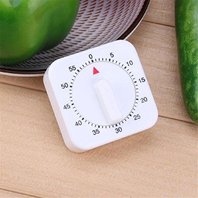 1 Pc Alarm Timer Mekanik 60 Menit Bentuk Persegi Untuk Memasak