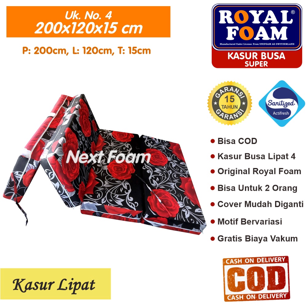 Kasur Busa Lipat Royal Foam Ukuran No 4 200x120x15 cm Tebal 15 cm D23 ORIGINAL Garansi 15 Tahun