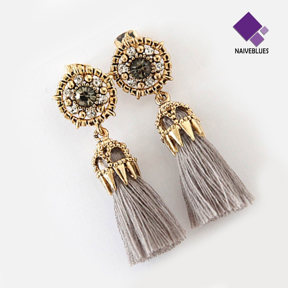 Anting Juntai Panjang Model Hollow Rumbai Gaya Vintage Untuk Wanita