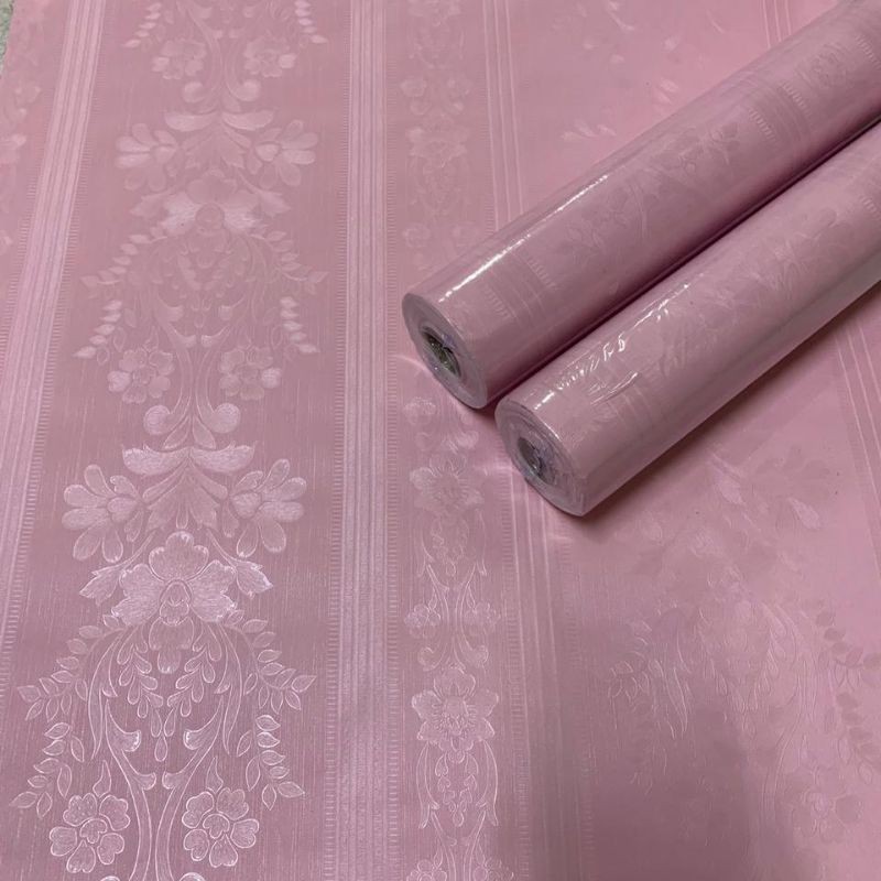 wallpaper stiker dinding motif pink batik garis  embos