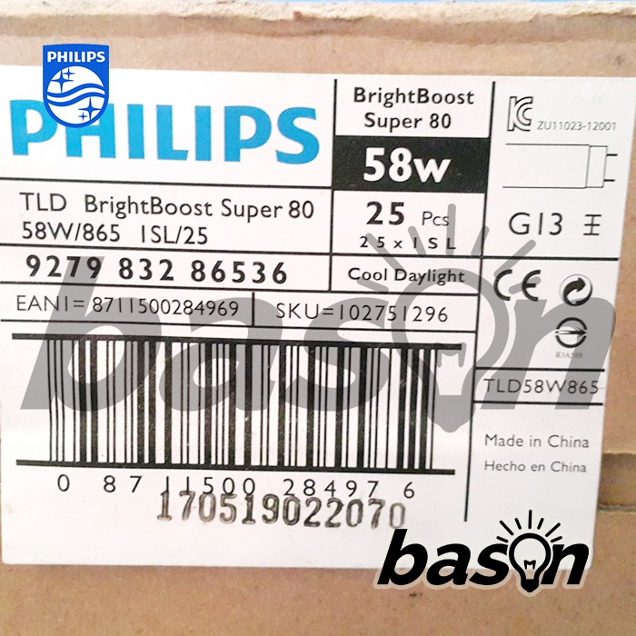 PHILIPS TL-D Brightboost Super 80 - 58W 865 - 1500mm - KHUSUS OJOL