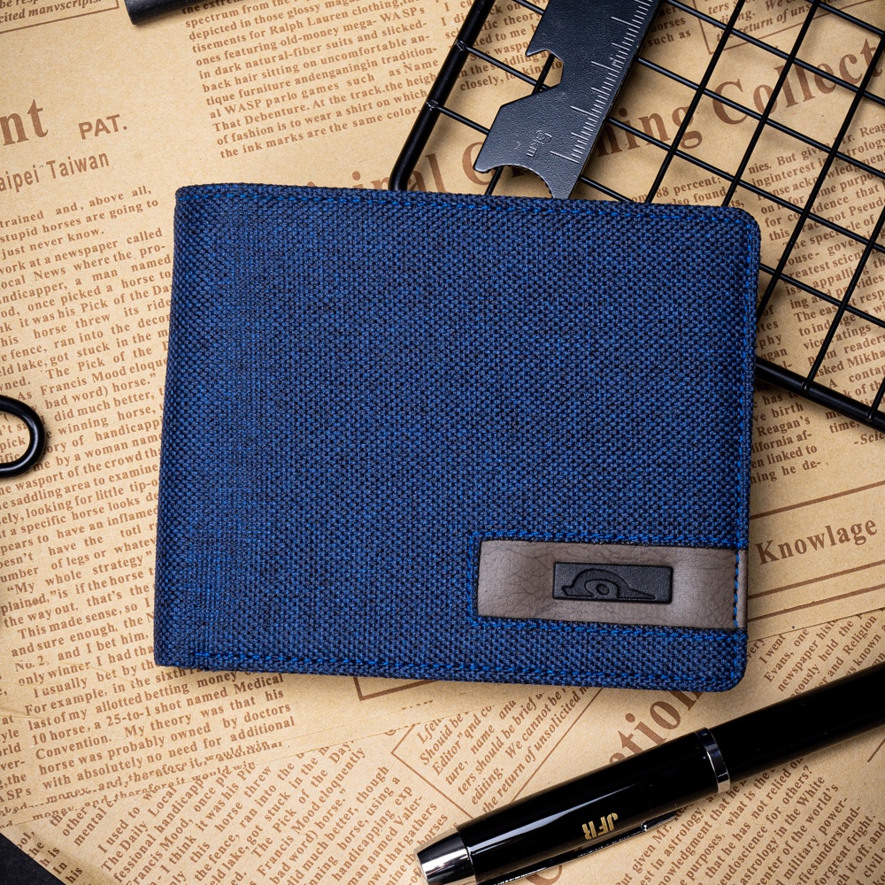[HANYA DI SHOPEE]  JFR Fashion Dompet Pria Bahan Kulit Canvas JSHOP-03 BIRU-4