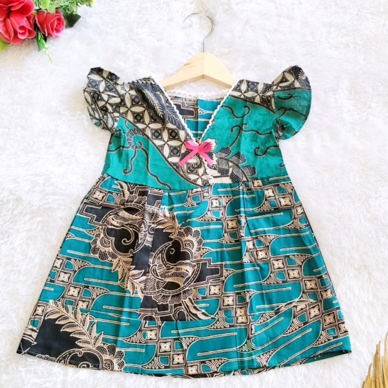Daster harian anak perempuan,Grosir baju batik anak soloan Murah dress perca KLW VE