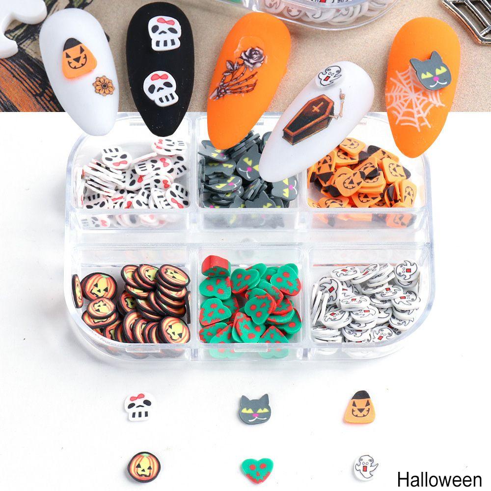 Solighter Kuku Tanah Liat Irisan Kartun Lucu Baru DIY Manicure Halloween