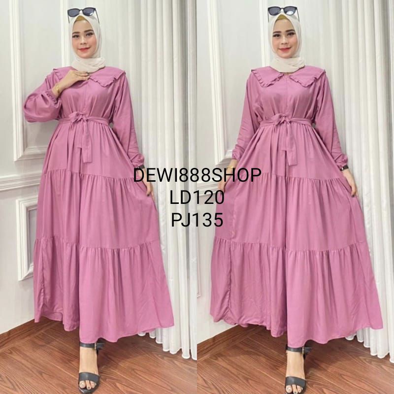 Gamis Midi Dress Jumbo Ld120/Midi dress Rayon Premium model kekinian