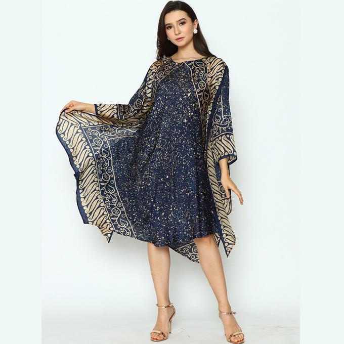 RINJANIE AVON - BATIK DRESS - DRESS BOMBAI LAYER NAVY GOLD