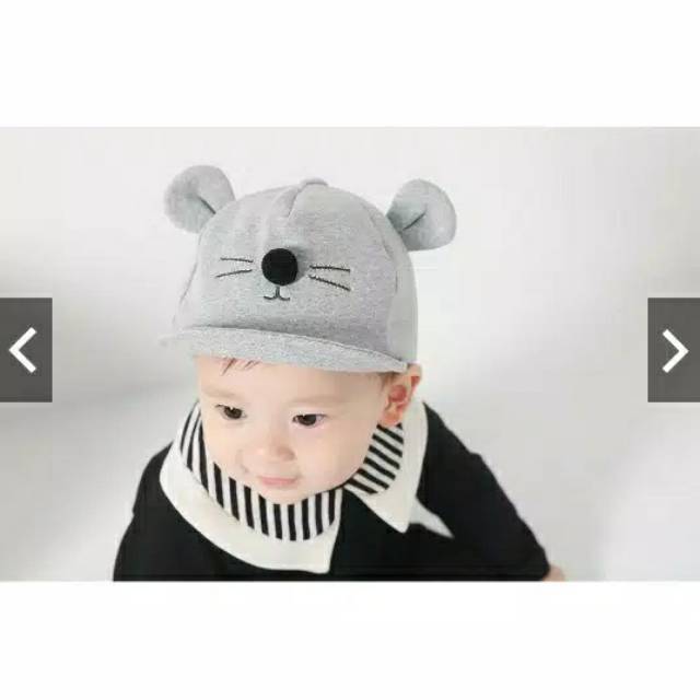 TOPI ANAK  IMPORT KOREA, TOPI KOREA MODEL KUMIS KUCING/BABY HAT / KIDS HAT(Topi boy kumis)