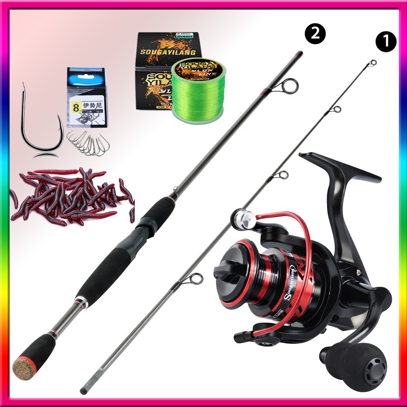 Sougayilang 1.8M / 6FT Pancing dan Gulungan Set Pancing Portabel Pancing dan Aluminium Metal Fishing Reel 1000-5000 Series dengan Line dan Gift Fishing Reel Set