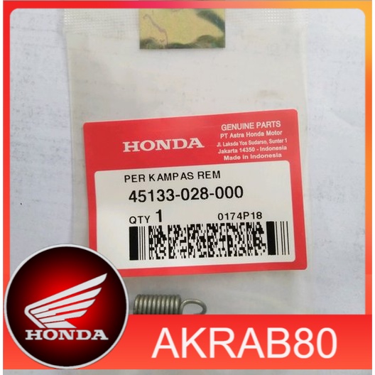 Per Kampas Rem Original Honda 45133-028-000