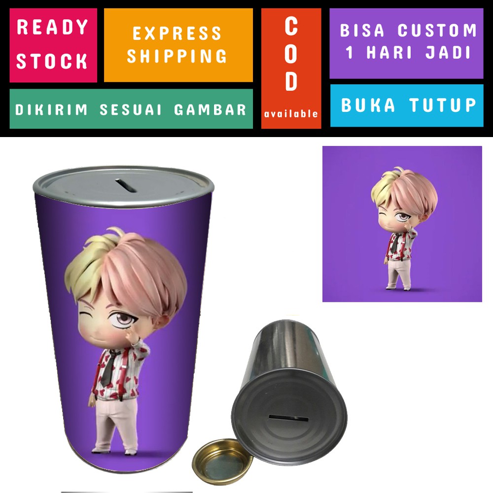 Baby Boom Celengan Kaleng Korean Kpop Buka Tutup Murah - BTS BT21 Karakter - V