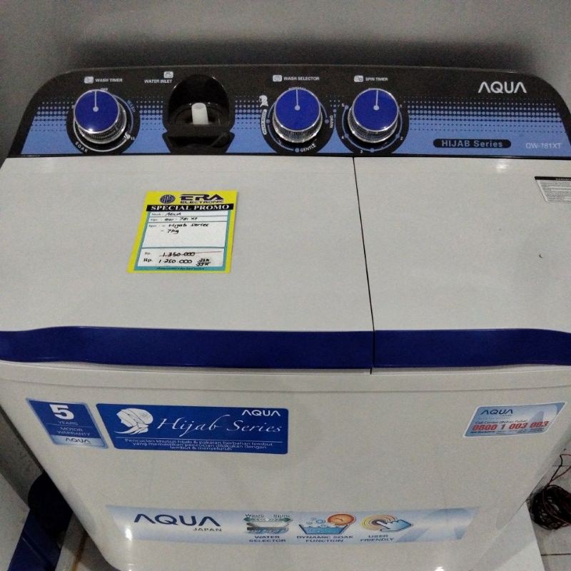 Mesin Cuci Aqua Sanyo QW 781 XT 7 kg 2 tabung