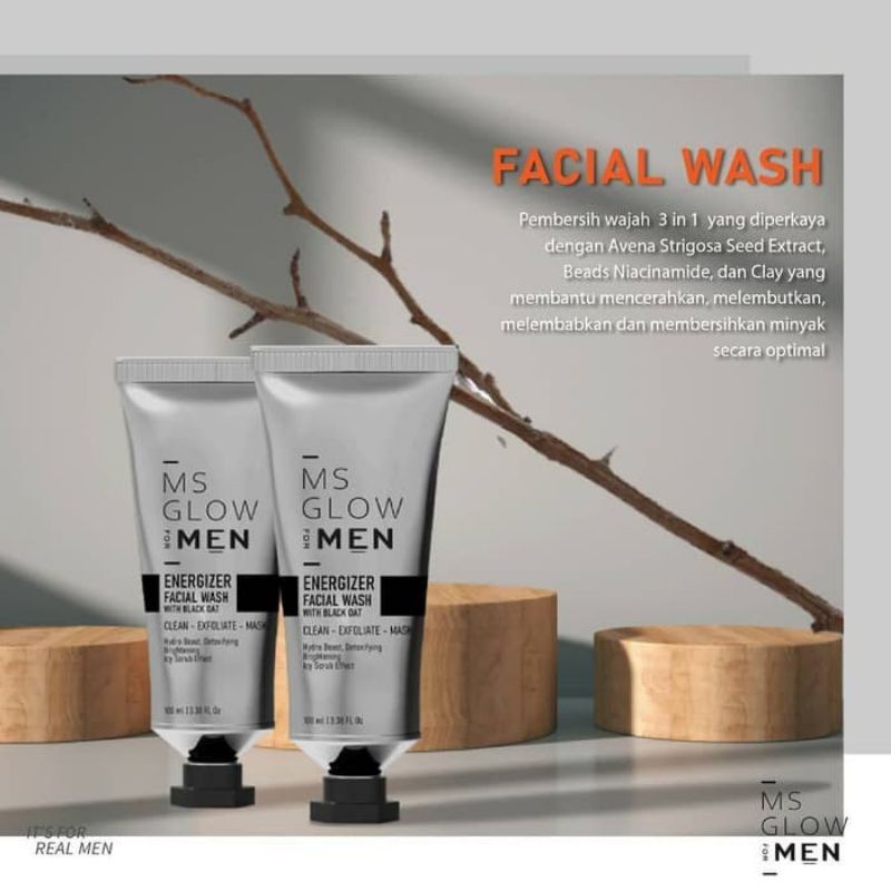 MS GLOW ENERGIZER FACIAL WASH MEN/SABUN WAJAH PRIA MS GLOW MEN
