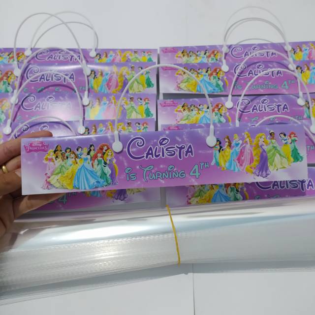 

LABEL SNACK / LABEL GOODIE BAG ULANG TAHUN CUSTOM TEMA PRINCESS DISNEY (LABEL+TALI+PLASTIK)