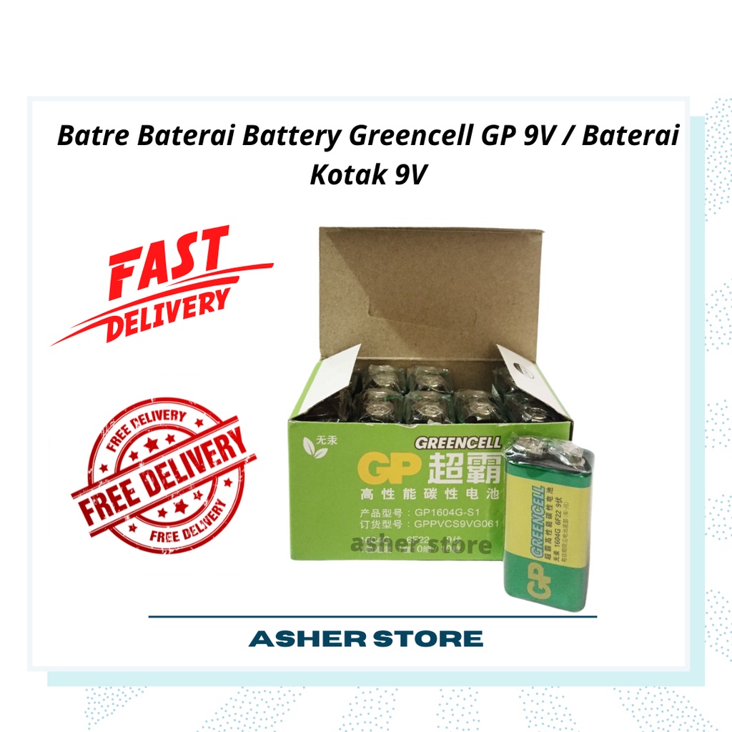 Batre Baterai Battery Greencell GP 9V / Baterai Kotak 9V