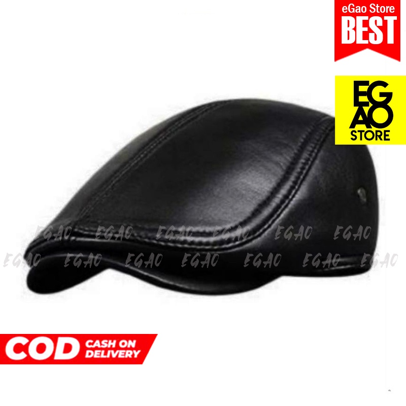 Topi Pria Kulit Asli Model Pet /Topi Pet Kulit Maherzain Newsboy