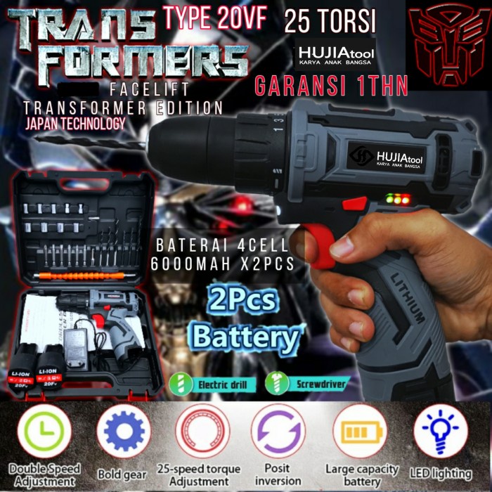 uchiha 20v mesin bor baterai cordless drill charger tembok besi kayu