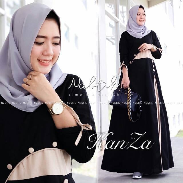 KANZA Gamis  Polos Wanita Polos Baloteli Jersi Jer 