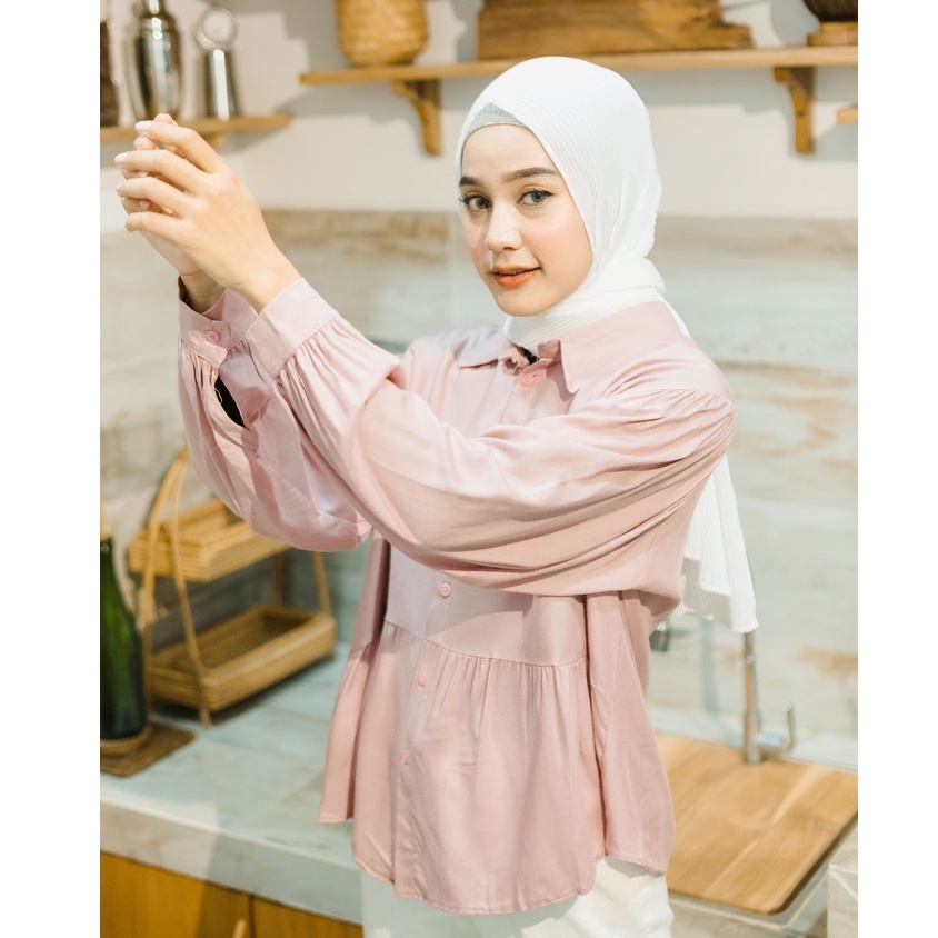 (DBY) KEMEJA GERLYNA OVERSIZE REMPEL ATASAN BLOUSE DAILY SHIRT OVERSIZE JUMBO