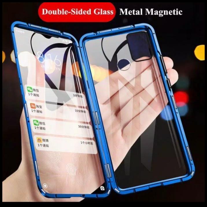 Double Glass Case Magnet Samsung Galaxy M21 /A21S Depan Belakang Kaca