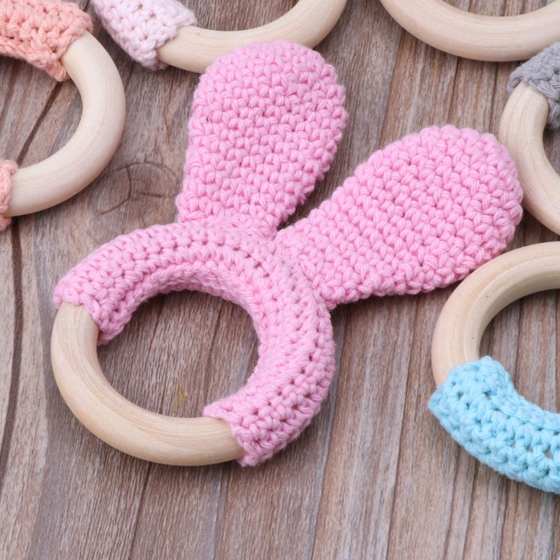 Mary 2Pcs / set Mainan teether Ring Kayu Alami Organik Untuk Bayi